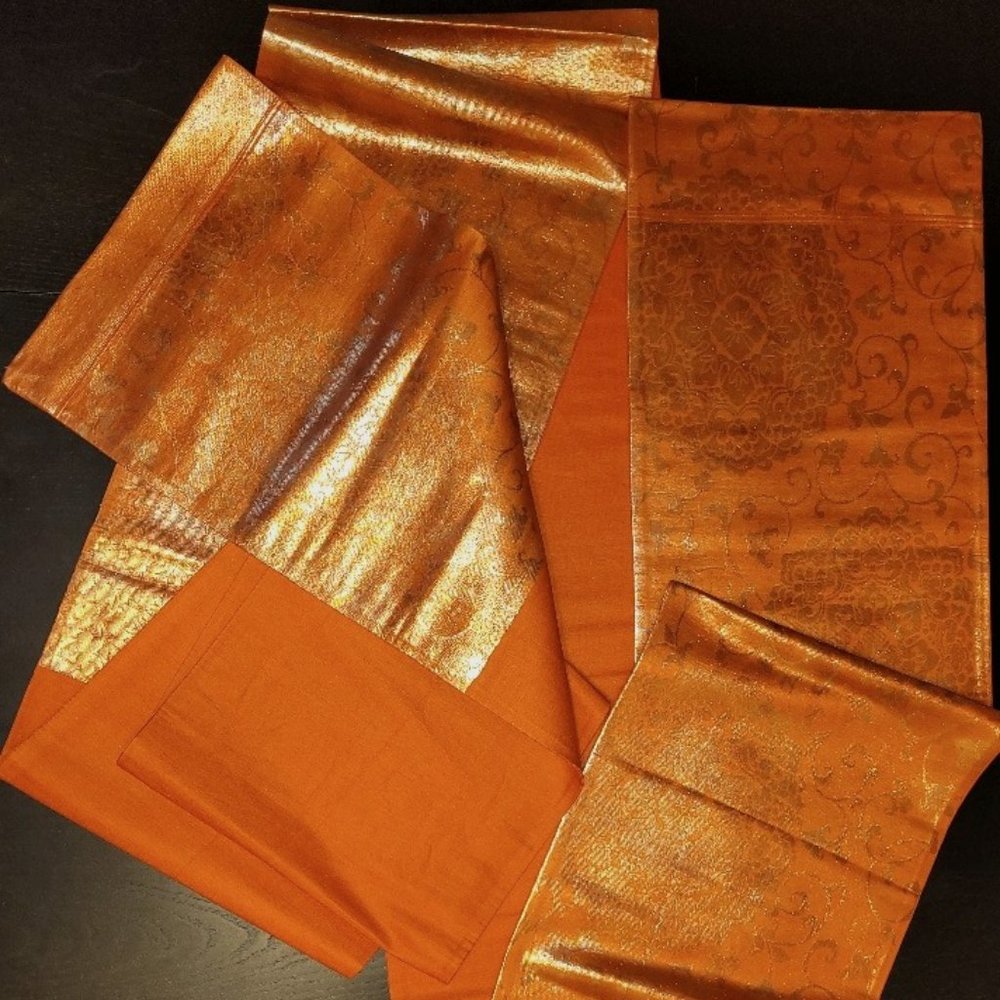 Vintage Japanese "Fukuro" Obi - Sash for Kimono, Orange/Gold, One size - Sale!!